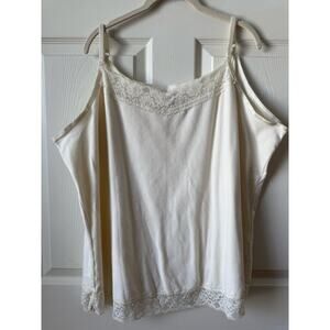 CJ Banks Ivory Cream Lace Trim Cami Tank Top Womens Size 3X‎ Capsule Layering